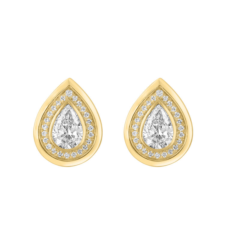 Lab Grown Diamond 1ctw. Halo Earrings in 14k Yellow Gold image number null